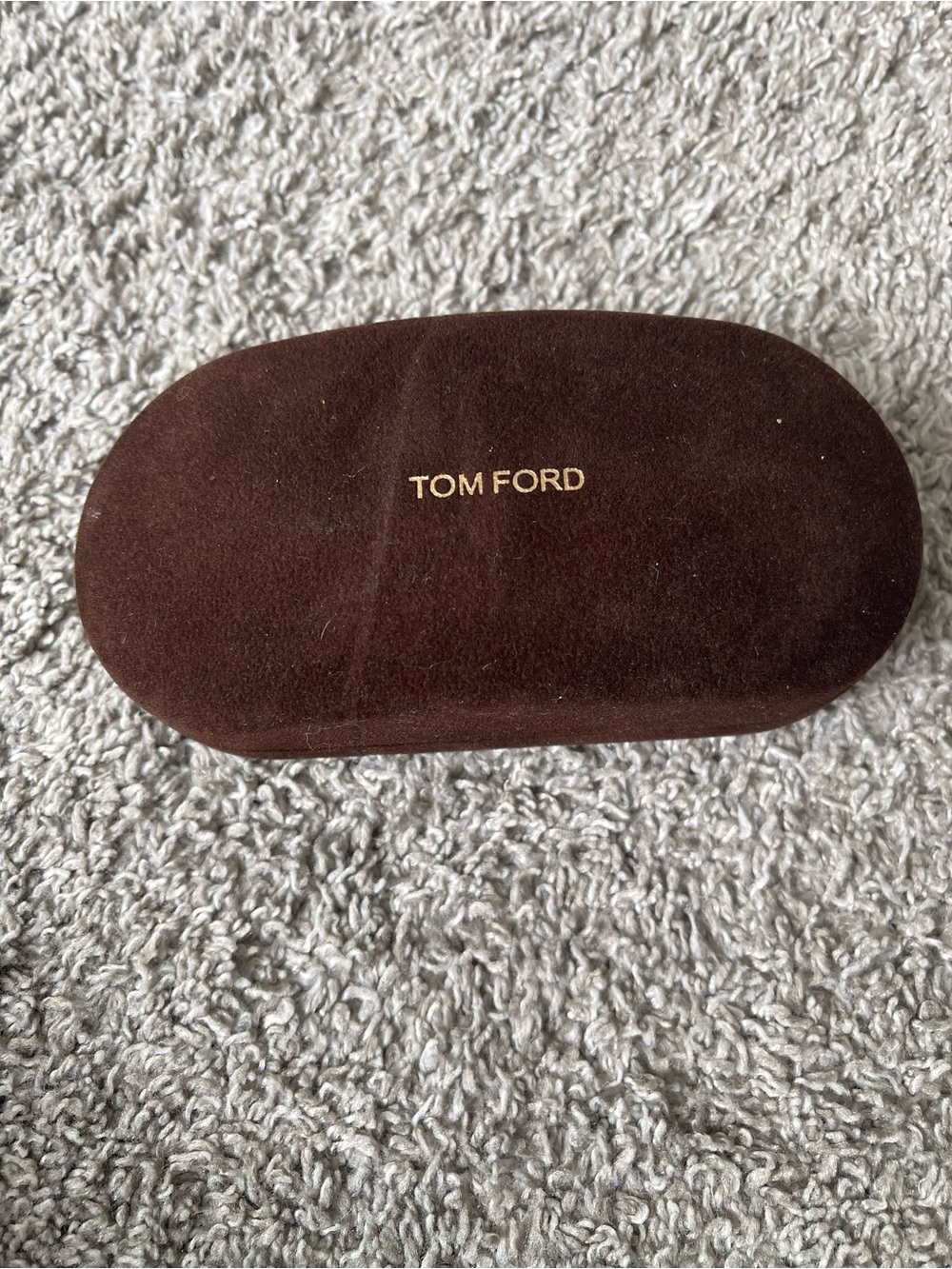 Tom Ford Brown Suede Eyewear Case with Gold Logo